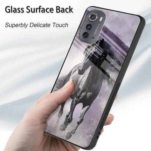Vista 292 de Funda para Motorola Moto Edge 2022, cubierta trasera de vidrio templado con protector de pantalla, funda protectora a prueba de golpes para Motorola