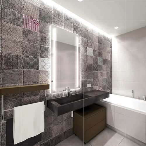 Vista 3 de Homewerks 100163 - Espejo de baño LED de 24 x 30 pulgadas, montaje en pared, sin marco, antiniebla, luz regulable, 800 lúmenes, blanco brillante
