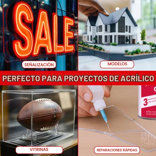 Vista 6 de Cemento acrílico de unión con botella aplicadora [4 onzas] - Pegamento transparente para plexiglás, láminas y plástico - Adhesivo de fijación