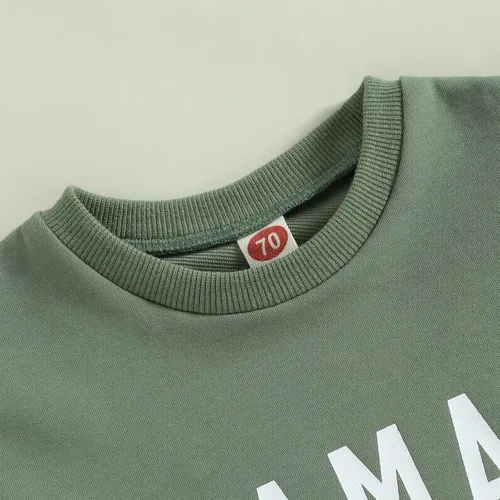 Vista 99 de Conjunto de traje de verano para bebé niño pequeño, manga corta, cuello redondo, letras impresas, lindo traje de verano, conjunto de 2 piezas