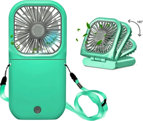 Vista 13 de Ventilador portátil para el cuello mini, silencioso, de mano, personal, plegable, recargable por USB, operado para el hogar, oficina, exteriores