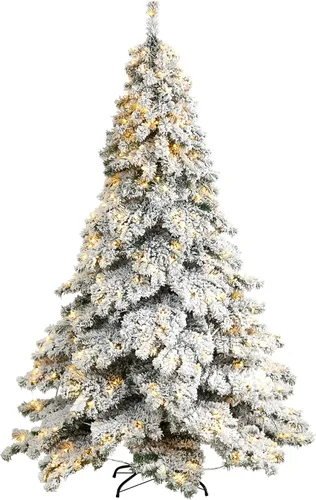 Vista 13 de Nearly Natural Árbol de Navidad artificial negro de 6 pies con 400 luces LED transparentes y 1036 puntas