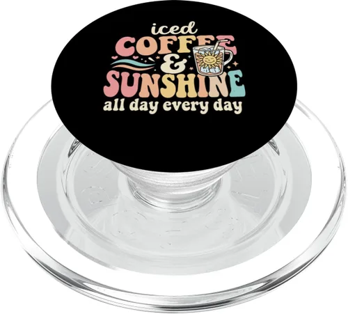 Vista 7 de Iced Coffee and Sunshine Funny Summer PopSockets Adhesive PopGrip
