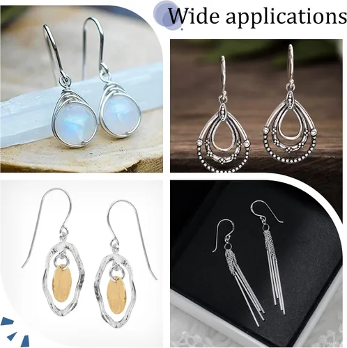 Vista 6 de Beebeecraft 10 pares de ganchos de plata de ley 925 con forma de bola de pez, extremos de bola francesa, alambres de oreja para aretes colgantes