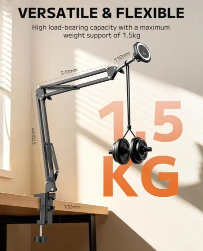 Vista 3 de VRIG - Cargador inalámbrico magnético para escritorio de cama, soporte de mesa articulado flexible, soporte superior compatible con iPhone