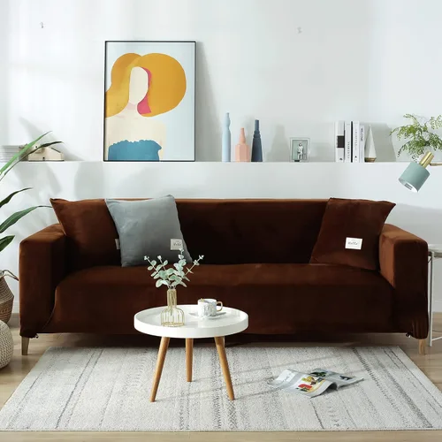 Vista 11 de ele ELEOPTION Fundas de terciopelo elástico para sofá de 3 cojines, fundas de sofá, protector de muebles suave del terciopelo grueso