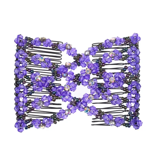 Vista 3 de LOVEF 4 unids/paquete de diamantes de imitación de cristal fácil peines mágicos con cuentas dobles de estiramiento
