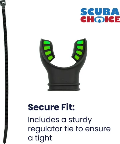 Vista 3 de Scuba Choice Ultra Black Silicone Mouthpiece with Regulator Tie – Comfortable, Durable, Compatible – Fits Most Regulators & Snorkels for Diving and