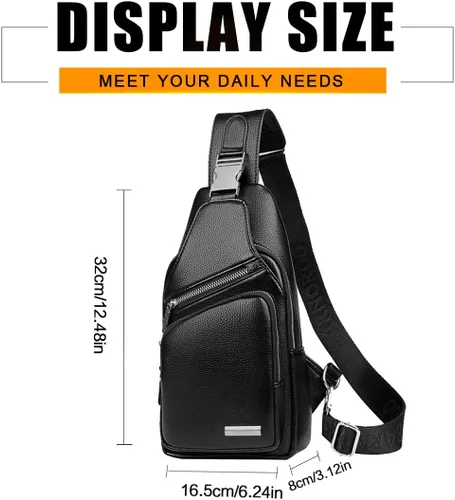 Vista 2 de Leathario Bolso bandolera de cuero para hombre, mochila cruzada para el pecho, mochila pequeña, multiusos, casual, viajes