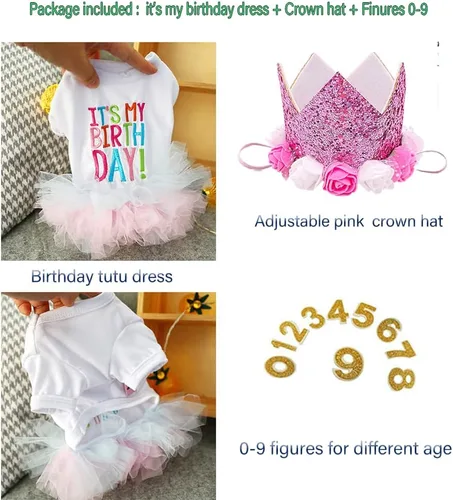 Vista 24 de ANIAC Daisy Vestidos para Perros Pequeños Hembra con Anillo para Correa, Nudo de Lazo Vestido de Boda para Cachorra, Traje de Gato de San Valentín