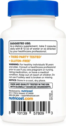 Vista 4 de Nutricost Suplemento NAD+ (1,000 mg) 60 cápsulas - Dinucleótido de nicotinamida y adenina, vegano, sin OMG, sin gluten, 30 porciones