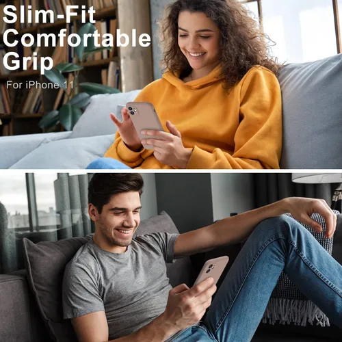 Vista 2 de DEENAKIN Funda compatible con iPhone 11 con protector de pantalla, silicona sedosa, funda de cámara mejorada, probada contra caídas de 16 pies