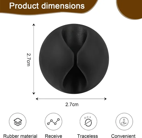 Vista 3 de Organizador de cables, organizador de cables, soporte de silicona compacto para organizar escritorio, mesita de noche, cargador de teléfono