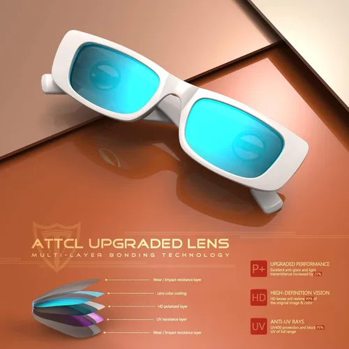 Vista 5 de ATTCL Gafas de sol polarizadas para mujer con marco rectangular moderno y grueso con protección UV