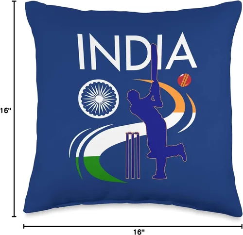 Vista 4 de India Cricket Pride Tees India - Almohada de críquet con bandera india, 16.0 x 16.0 in, multicolor