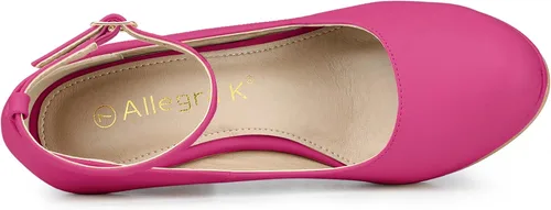 Vista 4 de Allegra K Zapatos de tacón de aguja con correa de tobillo y punta redonda para mujer