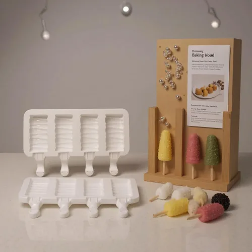 Vista 5 de Juego de moldes para paletas, 3 moldes de silicona para helado con 200 palos de madera, moldes de golosinas congeladas reutilizables