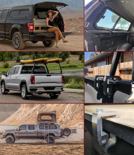 Vista 7 de Kikito Abrazaderas de montaje para tapa de camión para Silverado Sierra Dakota Ram F150 F250 Titan Tacoma Tundra 4 piezas Abrazaderas de estante
