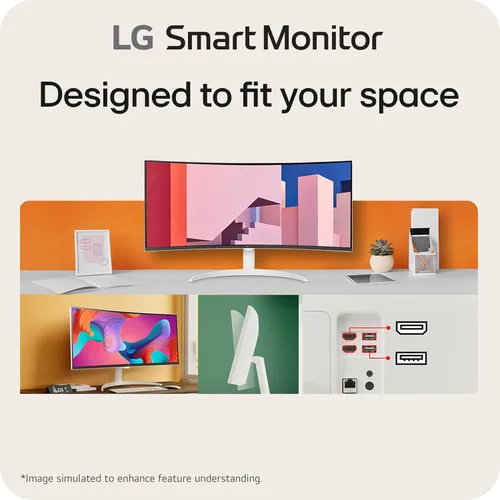 Vista 6 de LG 34SR60QC-W 34 pulgadas QHD (3440x1440) Monitor inteligente curvo con transmisión, pantalla ultraancha, webOS, HDR10, 100Hz, altavoz incorporado