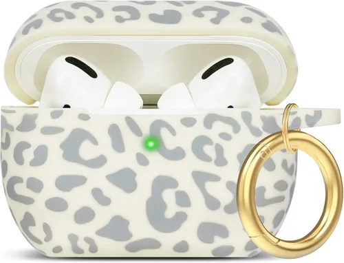 Vista 22 de Compatible con funda AirPods Pro 2019, Gawnock Funda de silicona suave y flexible para funda AirPods Pro para mujeres y niñas con llavero (Caqui)