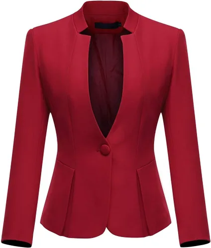 Vista 3 de YUNCLOS Conjunto de chaqueta y pantalones de 1 botón para mujer