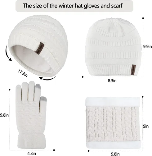 Vista 5 de Gorro de invierno de 3 piezas para mujer