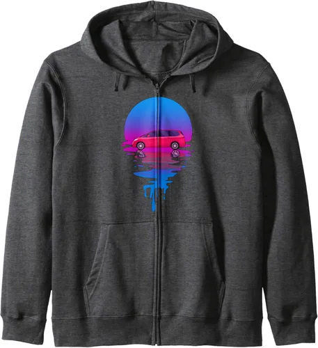 Vista 4 de Vintage Retro Sunset Minivan Zip Hoodie