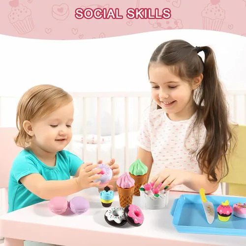 Vista 4 de Elitoky Juego de comida de postres para jugar - Comida para niños - Juego de comida para niños - Juego de simulación de corte de postres, pastel