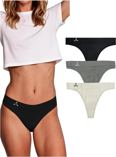 Vista 21 de Balanced Tech Ropa interior que absorbe la humedad para mujer, tangas de entrenamiento sin costuras, de secado rápido, tangas de viaje Paquete de 6