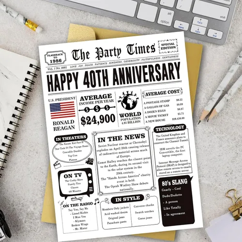 Vista 2 de Missonemi Tarjeta de regalo de 40 aniversario para mujeres y hombres, tarjeta jumbo de 40 aniversario de boda, ideas de regalo para abuelo, abuela