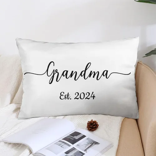 Vista 12 de Fundas de almohada lumbar personalizadas para el Día de la Madre con nombres de los niños, 12 x 20 pulgadas, funda de cojín rectangular decorativa