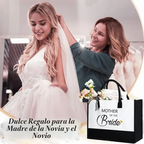 Vista 5 de Aoriher 2 bolsas de lona de regalo para madre de novia y novio, boda