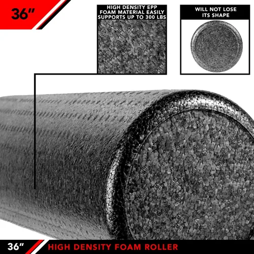 Vista 4 de JFIT Rodillo de espuma muscular de alta densidad, 36 pulgadas, negro