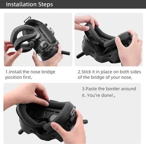 Vista 6 de HeiyRC Acolchado de espuma para gafas DJI V2, placa frontal de repuesto compatible con accesorios DJI FPV Combo/Avata – Versión mejorada, sin fugas
