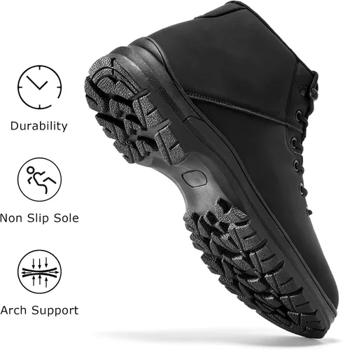 Vista 3 de Botas de senderismo ligeras para hombre, resistentes al agua, de tobillo medio, para trabajo, casual, senderismo, senderismo, exteriores