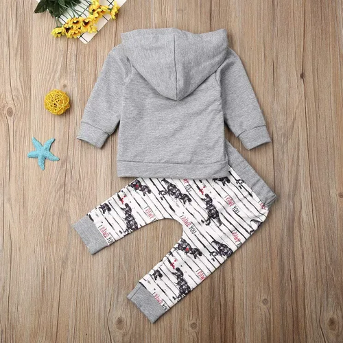Vista 7 de Conjunto de ropa para bebé niño con capucha para otoño e invierno, pantalones de género neutro de manga larga