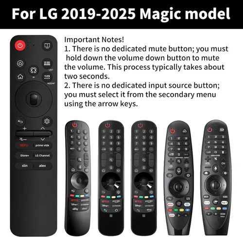 Vista 3 de Nuevo reemplazo MR25GA para control remoto LG TV para todos los televisores LG: OLED, QNED, UHD, LED, LCD (2019-2025), incluye AI, puntero y función