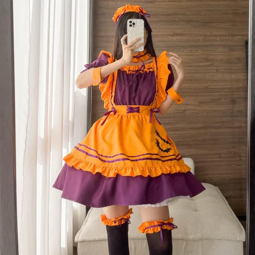 Vista 6 de Conjunto de calcetines de peluche para mujer, disfraz de sirvienta francesa, disfraz de sirvienta