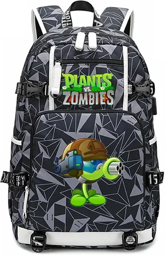 Vista 29 de ISaikoy Game Plants vs. Zombies - Mochila de hombro para libros, mochila escolar, color gris, Gris 15, Mochilas Daypack