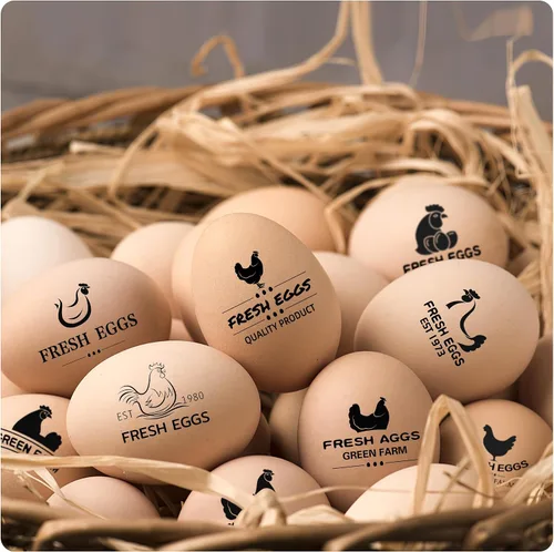 Vista 4 de Sellos de huevos personalizados para huevos frescos, sello de huevo de pollo personalizado con logotipo de nombre, sello de huevo personalizado