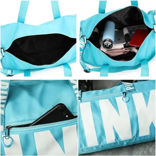 Vista 6 de Bolsa de gimnasio deportivo de gran capacidad con bolsillo húmedo y compartimento de almacenamiento para zapatos para hombres y mujeres, ligera