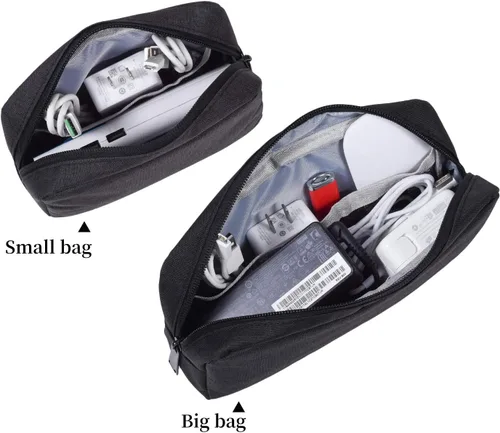 Vista 3 de dealcase Organizador universal de accesorios electrónicos de lona impermeable para banco de energía, cables de carga, cargadores, mouse, cable USB