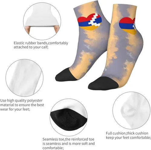 Vista 5 de Love Artsakh Flag Heart Ankle Socks Winter Low Cut Sports Warm Comfort Breathable Casual Socks For Mens And Womens 1