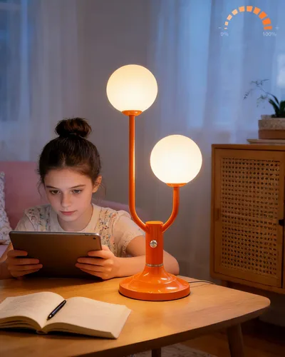 Vista 13 de Lightdot Lámpara de mesa con forma de globo para dormitorio, de mediados de siglo, moderna, negra, pequeña, lámpara de escritorio, regulable, 3000