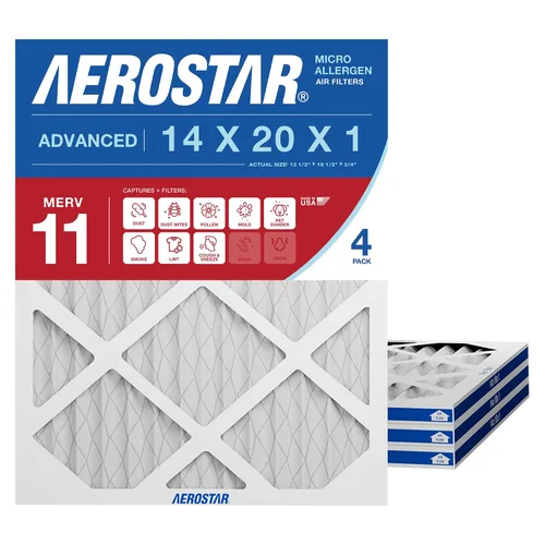 Vista 7 de Aerostar Filtro de aire MERV 8 de 14 x 20 x 1, 4 unidades, tamaño real (13.50 x 19.50 x 0.75), HVAC, aire acondicionado y filtro de horno que