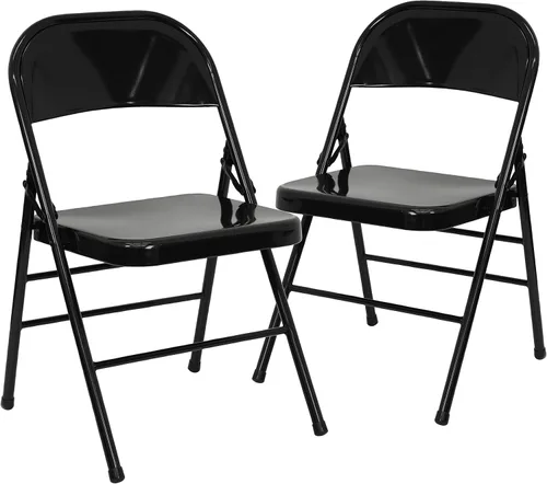 Vista 10 de Flash Furniture Serie Hércules Silla plegable de metal de triple soporte y doble bisagra - beige