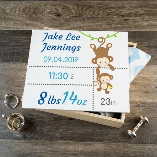 Vista 11 de DIBSIES Caja de recuerdos personalizada para bebé (grande, elefantes azules)