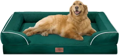 Vista 30 de Comfort Expression - Cama ortopédica para perros medianos, 28 x 19 pulgadas, cama impermeable y de apoyo de espuma con cojines removibles, sofá