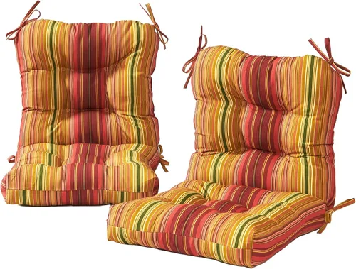 Vista 31 de Greendale Home Fashions Juego de 2 cojines de asiento y respaldo para exteriores, diseño Adobe Stripe 2