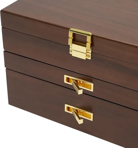 Vista 6 de LOYALHEARTDY Joyero de madera de 3 capas, organizador grande para mujeres, para anillos, collares, aretes, pulseras, caja de almacenamiento